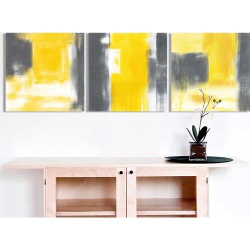 WANGART 3 Pieces Paintings Canvas Print Nordic Posters Yellow Abstract Oil Painting Living Room Unframed Wall Decor JY178-180