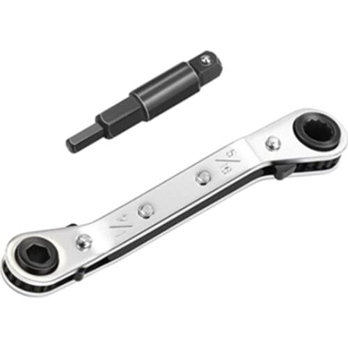 L38C Ratchet Wrench Ratcheting Service Wrench 3/8” to 1/4” w/ Hex Bit Adapter Refrigeration Equipment Repair