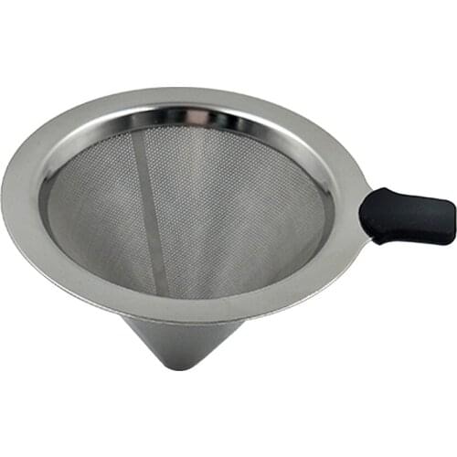 1PC Coffee Filter Reusable Durable Smooth Stainless Steel Single Serve Coffee Maker Coffee Filter Dripper Coffee Cone for Wines