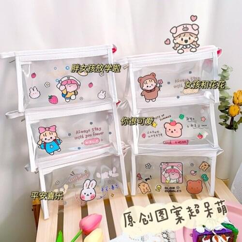 Cosmetic Bag Portable Waterproof Large-Capacity Toiletry Bag Transparent Cute 2021 Ins Cartoon Pvc Girl Bathroom Supplies