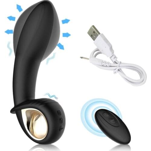 Wireless Remote Control Prostate Massager Anal Vibrator Automatic Inflation Vibrating Expansion Butt Plug Anal Sex Toys For Men