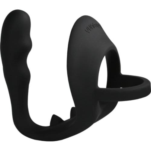 Black Silicone Male Prostate Massager With Cock Ring Anal Butt Plug Adult Erotic Anal Sex Toys For Men Anal Plug Gay Sex Product
