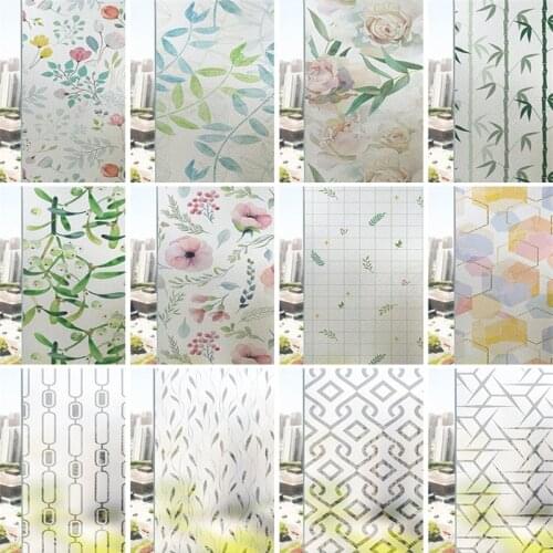 Plant flower pattern frosted electrostatic opaque glass protective film bathroom toilet window shading sticker insulation film