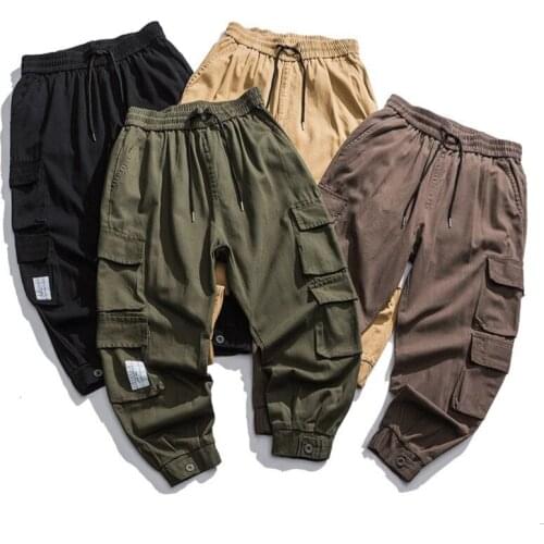 Male Casual Pants Mens Solid Color Straight Harem Pants Korean Man Loose Ankle-Length Trousers Streetwear