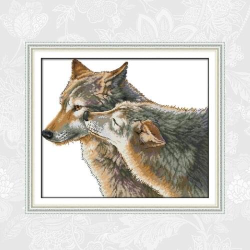 The kiss of wolf Counted Cross-stitch Printed Canvas Embroidery Handmade Accessories Needlework 14ct 11ct Cross Stitch kits