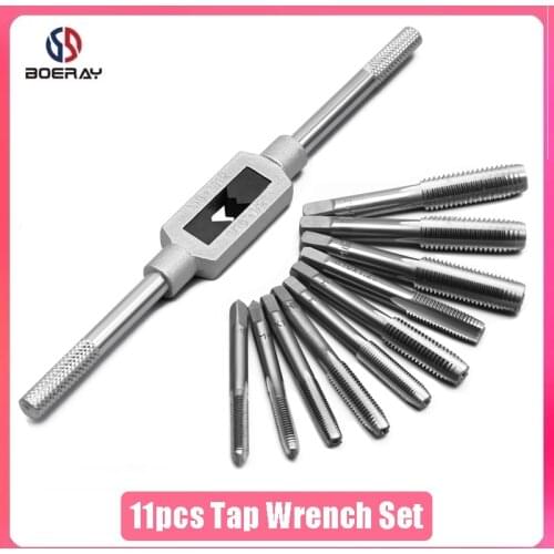 11pcs Metric Thread Tap Wrench Set Machine Screw Drill Bit Tap Holder M6 M7 M8 M10 M12 Hand Twist Tapping Wrench Tool