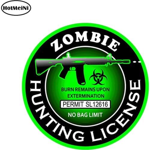 HotMeiNi 13cm x 13cm Car Styling Car Sticker Zombie Hunting License Bio Hazard AK 47 Round Decal Waterproof Accessories