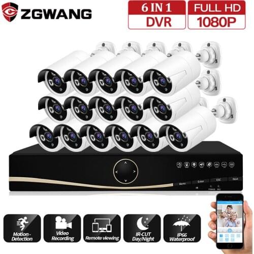 ZGWANG CCTV System 16CH 1080P Surveillance System Outdoor Security Camera CCTV DVR Video Surveillance AHD Camera Kit