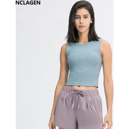NCLAGEN 2021 Yoga Vest Push-up Gym Top Active Wear Sports Women Fitness Running Tank High Elastic Sexy Dry Fit Workout Shirts