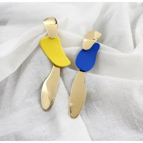Irregular geometric stitching simple fashion European and American fan earrings Asymmetrical shape personality creative jewelry
