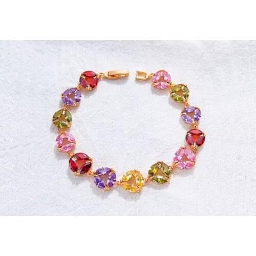 Charm And Dazzling, Copper Plated Gold And Diamonds, Ladies Bracelet Jewelry