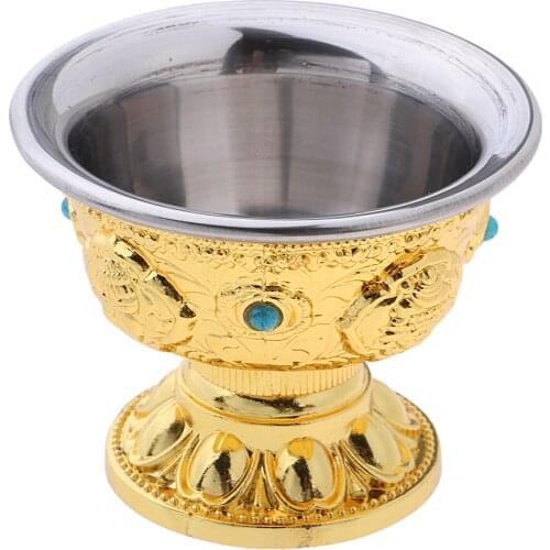 Food Bowl Buddhist Temple Decoration Religious Ceremonial Fine Fruit Water Bowls Golden