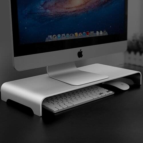 Computer monitor stand Aluminum Alloy Computer Laptop Display Monitor Riser Stand with Keyboard Mouse Storage Slots Silver