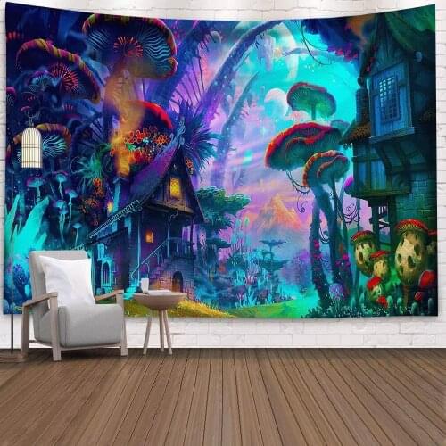 Psychedelic Mushroom Tapestry Wall Hanging Yoga Beach Throw Carpet Colorful Hippie Home Decor Wall Tapestry Blanket Wandkleed