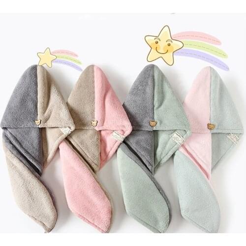 1PC Microfiber Hair Fast Drying Dryer Towel Bath Wrap Hat Quick Cap Turban Dry Quick Drying Lady Household Bath Tools
