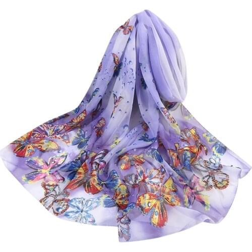 Butterfly Printed Female Wraps Western Style Elegant Fashion Women Scarves Chiffon Long Soft Luxury Keep Warm Ladies Shawl Scarf