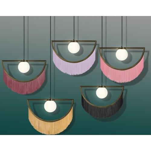 Nordic Designer Tassel Glass Ball Pendant Lights for Living Room Bedroom Villa Hotel Home Deco Suspension Luminaire Led Fixtures