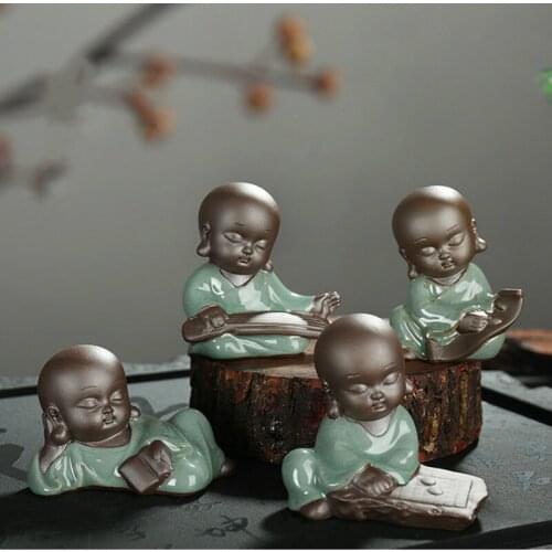 Buddha statues monk figurines Home decor crafts Ge klin high quality ceramic ornaments Unique romance Maitreya Buddhist monk