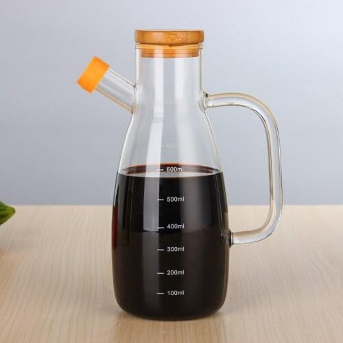 Glass oil pot with graduated oil bottle large leak-proof high vinegar bottle borosilicate glass soy sauce mixing bottle