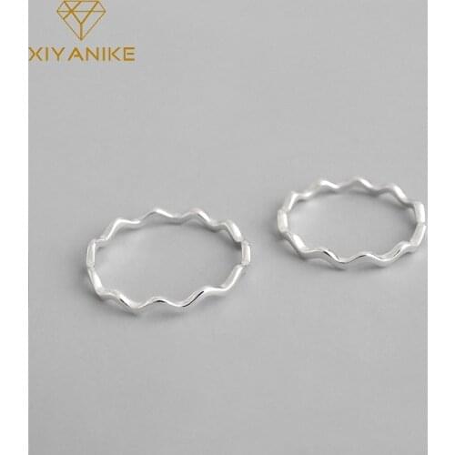 XIYANIKE Minimalist 925 Sterling Silver Finger Rings New Fashion Curve Wave Geometric Handmade Party Jewelry Gifts for Women