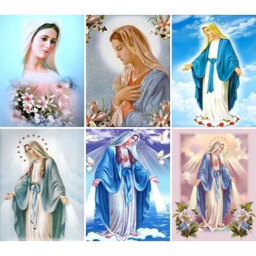 YI Bright 5D Diamond Pattern Rhinestone Needlework Diy Diamond Painting Cross Stitch "Religious Virgin" Diamond Embroidery