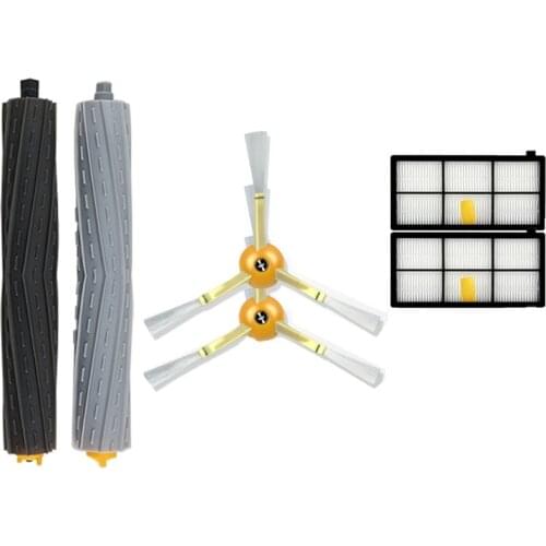 2x Main Brush 2x Robotic HEPA Filters + 2x side brushes srew for irobot roomba 960 980 800 870 880 900 Series Robot Cleaner