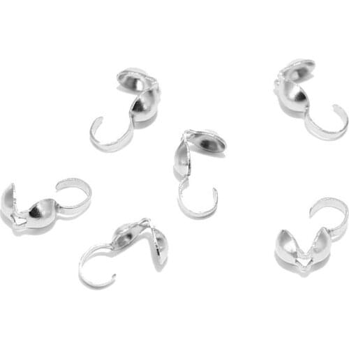 100pcs Stainless Steel 4*8.8mm Side Clamp On Bead Tip Covered Ball Chain Connectors End Caps Crimps For DIY Jewelry Making