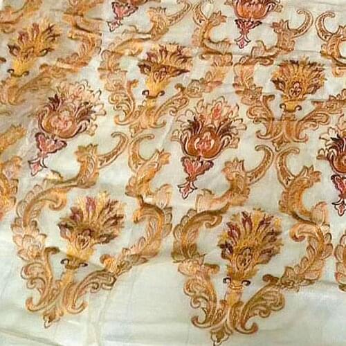 Jacquard Gold Romantic tull Golden lace Voile Transparent door curtain window curtain living room sheer curtains tulle curtains