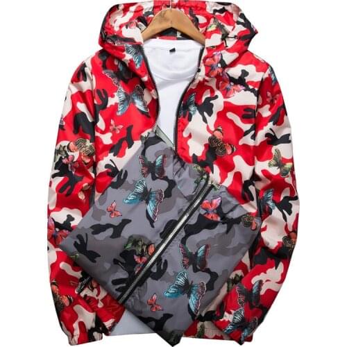 Hooded Jackets Women Coats 2021 Autumn Basic Jackets Windbreaker Woman Floral Butterfly Print Ladies Zipper Lightweight Jacket