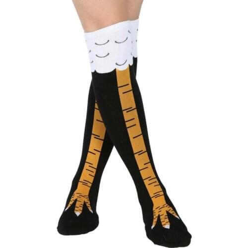 Women Crazy Funny Chicken Leg Cluck Novelty Knee Thight High Sock Breathable Fitness Gift XIN-Shipping