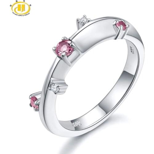 Natural Pink Tourmaline Topaz Solid 925 Sterling Silver Womens Ring Colorful Engagement Jewelry Wedding Birthday Gift