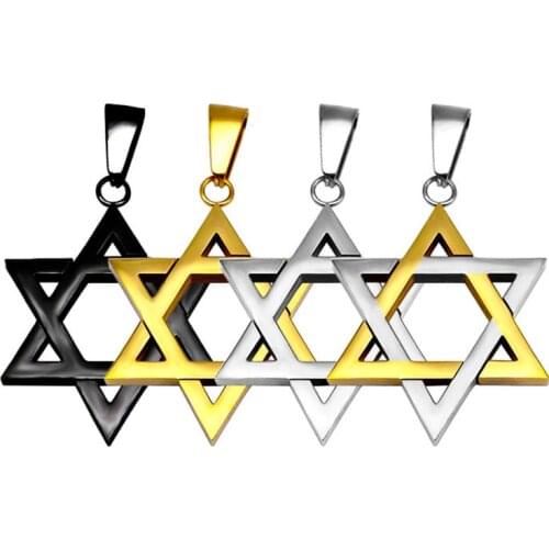 Gold Magen Star of David Pendant Necklace for Men Magen Hexagram Pendant Israel Jewish Star Pendant Necklace WITHOUT Chain