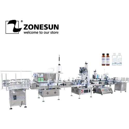 ZONESUN Tabletop Automatic Liquid Filling Capping Labeling Machine Beverage Solvent Peristaltic Pump Production Line