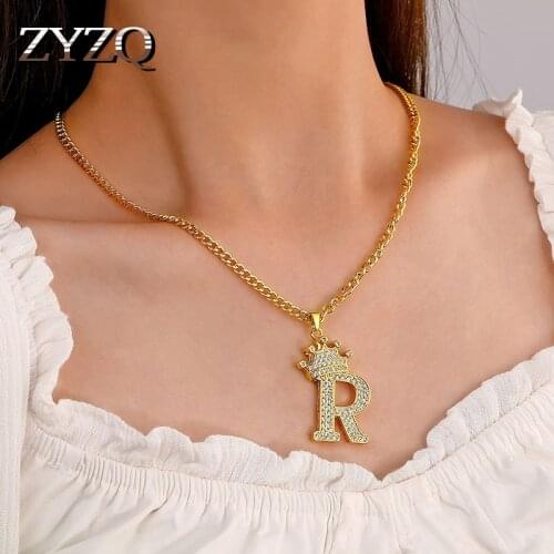 ZYZQ 2021 Fashion Letter Crown Necklace For Women And Men Punk Hip Hop Couple Clavicle Chain Romantic Lovers Gift Jewelry