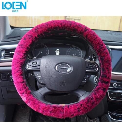 1PCS New Winter Warm Elastic Car Steering Wheel Cover Plush For Universal Car Steering Diameter 36-40cm 6 Colors Car-Styling