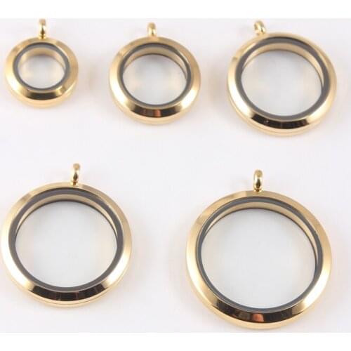1pcs gold Plain Twist Screw Floating Locket 316L Stainless Steel Floating Memory Glass Locket Pendant For Women