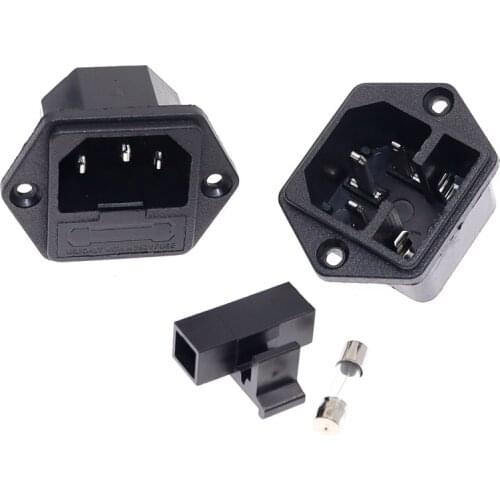 10pcs new Panel Mounted Receptacle AC Power socket with fuse holder IEC 60320 C14 Inlet 3 Pin Male Power Plug 10A 250V AC