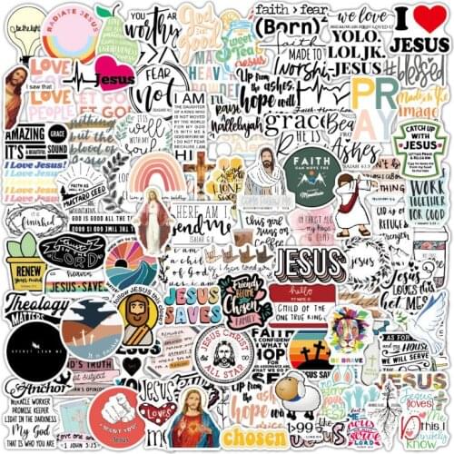 100Pcs Jesus Christian Stickers Religious Bible Laptop Faith Stickers Waterproof Durable Trendy Vinyl Stickers Pack for Teens