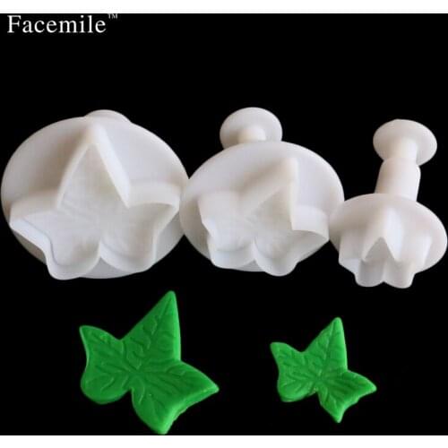 3pcs Maple Leaf Spring Die Fondant Chocolate Mold Cake Pastry Cookies Bakeware Mould Tool Plunger Cutter decoration Mold