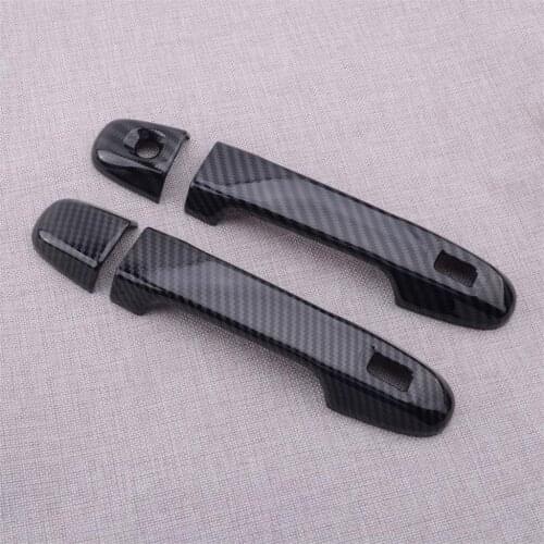 4pcs Front Door Handle Protection Cover Trim With Smart Keyhole Carbon Fiber Style Fit For Toyota C-HR 2017 2018 2019 2020