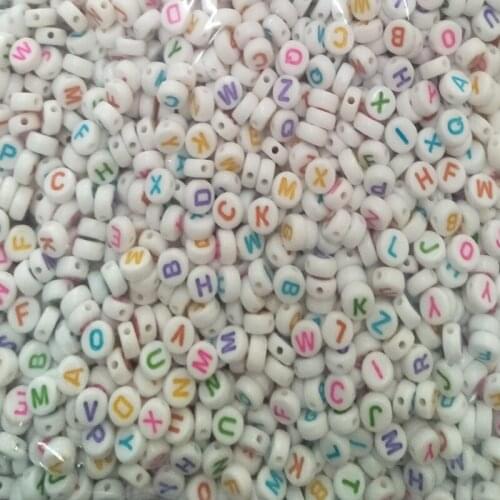 400pcs/lot 7mm Mixed Alphabet Beads Acrylic Bead White Colorful Letters Beads For Bracelet Accessories DIY Jewelry Making