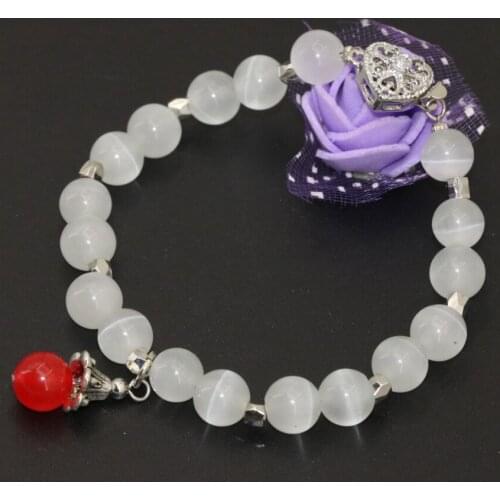 8 style 8mm cat eyes stone chalcedony round beads strand bracelets bangle for women unique design gifts jewelry 7.5inch B2717