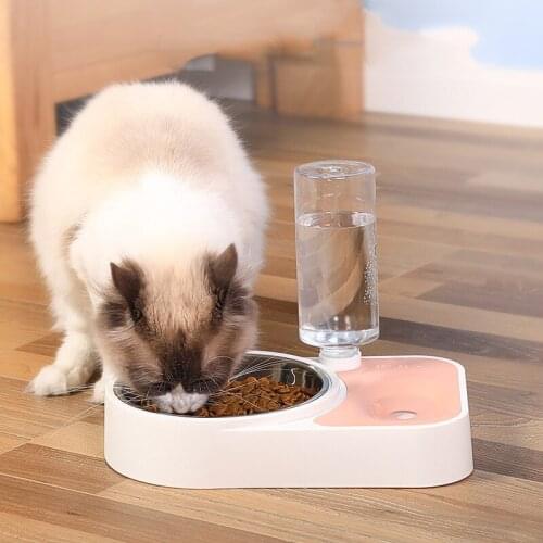 Cat Bowl Automatic Pet Feeder Water Dispenser Cat Dog Drinking Bowl Dog Feeder Dish Cats Stainless Steel Bowls Products for Pets