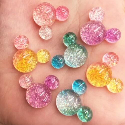 Glitter Resin Mix Kawaii Transparent Candy Colorful Mouse Flatback Rhinestone 12 Pcs Scrapbook DIY Crystal Decor Figurine Craft