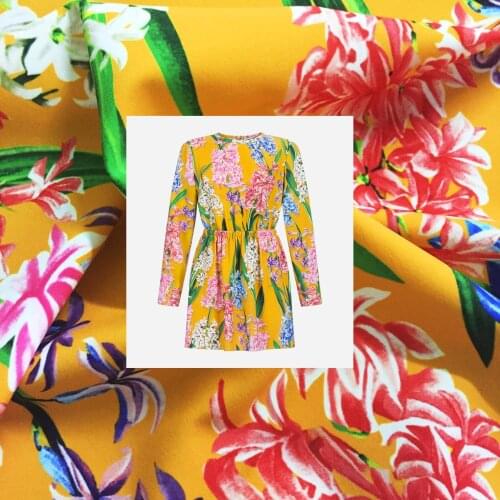 Filament Fandom Linen fabric 100% Polyester Bouquet Printing Fabric for Dress Comfortable Textile Sewing Fabric by Yard