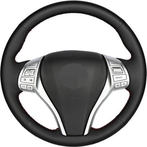 Black Car Steering Wheel Cover Artificial Leather For Nissan Teana Altima 2013-2016 X-Trail QASHQAI Rogue 2014-2016 Sentra Tiida