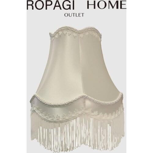 European Home Art Lamp Shade European Style Modern Handwork Luxury Fringed Cloth Lampshades For Bedroom Hotel Lobby Spider Beige