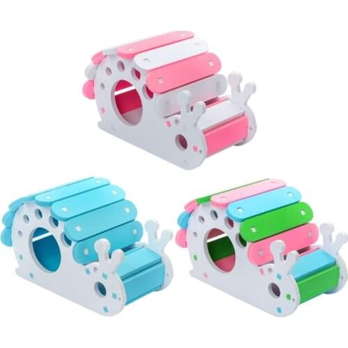 Hamster Wooden House Snail Design Colorful Play Hut Small Pets Hideout for Dwarf Hamster Cage Decor Water Proof 3 Color