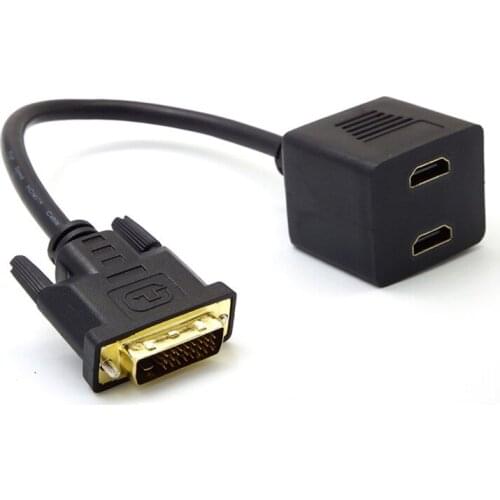 DVI 24+1 Male to 2 * HDMI Female Splitter Adapter Cable HDMI cable for HDTV LCD DVI-D HDMI conversion 1080p