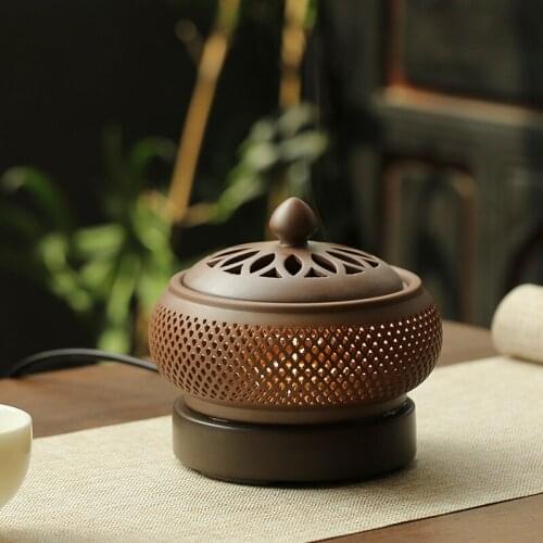 Ceramic Antique Incense Burner Clay Holder Electric Smoke Buddha Incense Burner Censer Reverse Incense Burner Aroma Lamp AD50IB